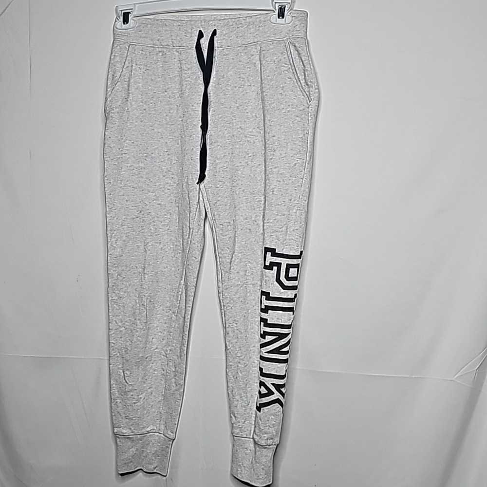 Pink Victoria Secret Heather stone gray skinny fleece pull on jogger sweats sz S